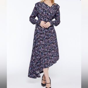 NWT Joie Harris Midi Asymmetrical Caviar Dress Womens 2